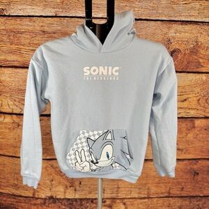 Sonic the Hedgehog Kids Hoodie‎ Youth XL Blue Graphic Pullover Kangaroo Pocket